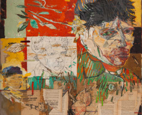 Omaggio a Van Gogh - 2002-2009 olio su tela e collage cm.100x90