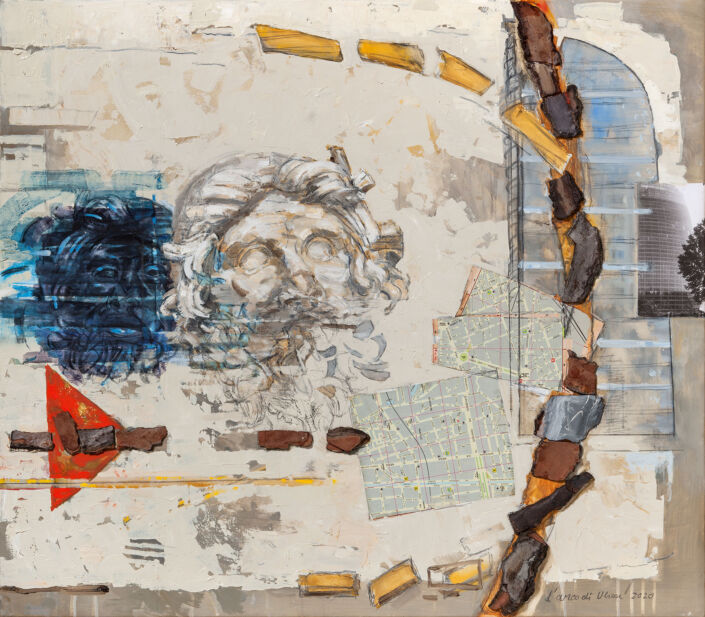 L'arco di Ulisse - 2020 - olio su tela e collage cm.70x80